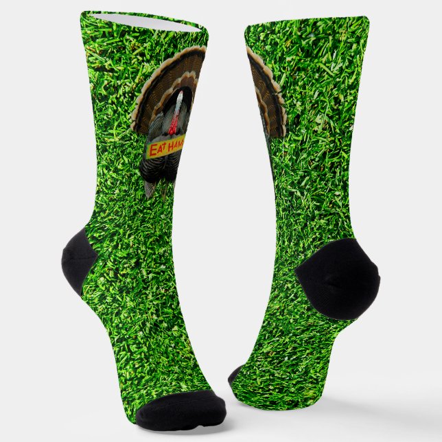 SlipperyJoe's humorous clever Thanksgiving theme t Socks (Angled)