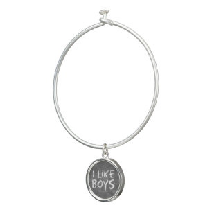 SlipperyJoe's I Like Boys dirty chalkboard dark te Bangle Bracelet