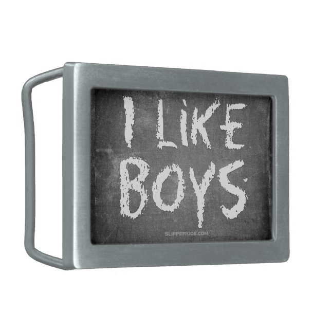 SlipperyJoe's I Like Boys dirty chalkboard dark te Belt Buckle (Front Left)
