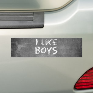 SlipperyJoe's I Like Boys dirty chalkboard dark te Bumper Sticker