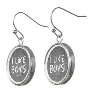 SlipperyJoe's I Like Boys dirty chalkboard dark te Earrings