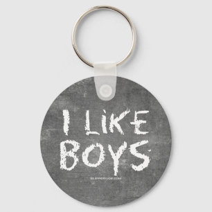 SlipperyJoe's I Like Boys dirty chalkboard dark te Keychain