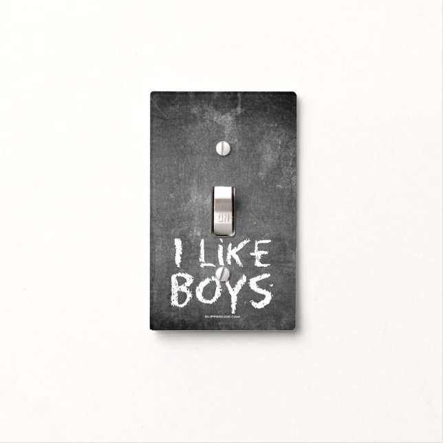 SlipperyJoe's I Like Boys dirty chalkboard dark te Light Switch Cover (In Situ)