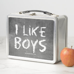 SlipperyJoe's I Like Boys dirty chalkboard dark te Metal Lunch Box