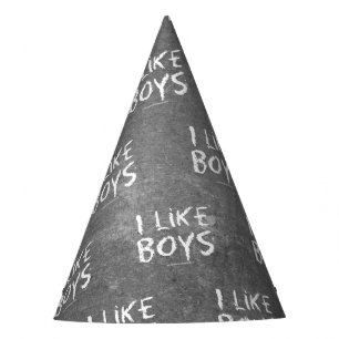 SlipperyJoe's I Like Boys dirty chalkboard dark te Party Hat
