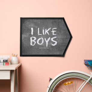 SlipperyJoe's I Like Boys dirty chalkboard dark te Pennant