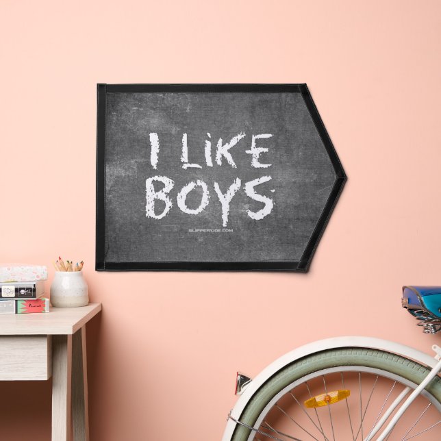 SlipperyJoe's I Like Boys dirty chalkboard dark te Pennant (Insitu 2)