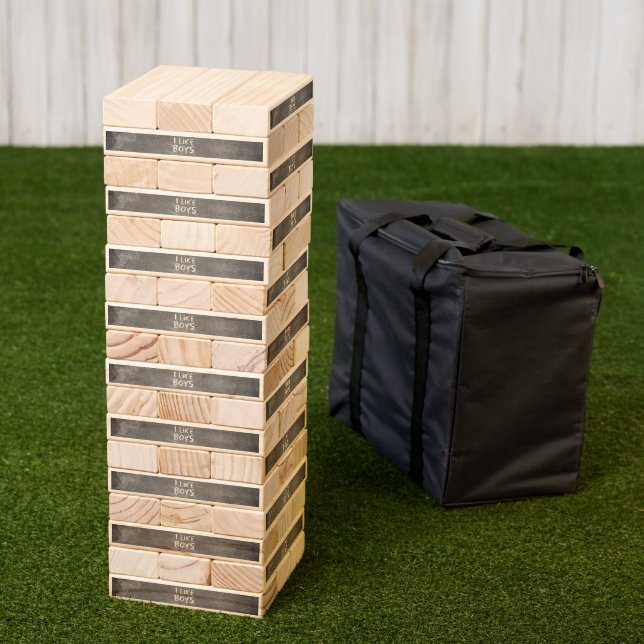 SlipperyJoe's I Like Boys dirty chalkboard dark te Topple Tower (Lawn)