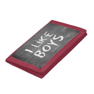 SlipperyJoe's I Like Boys dirty chalkboard dark te Tri-fold Wallet