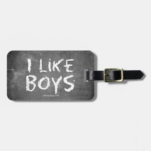 SlipperyJoes I Like Boys dirty Chalkboard writing Luggage Tag