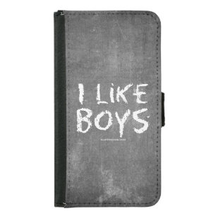 SlipperyJoe's I like boys dirty chalkboard writing Samsung Galaxy S5 Wallet Case