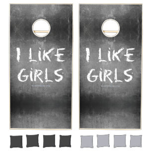 SlipperyJoe's I Like Girls dirty chalkboard dark t Cornhole Set