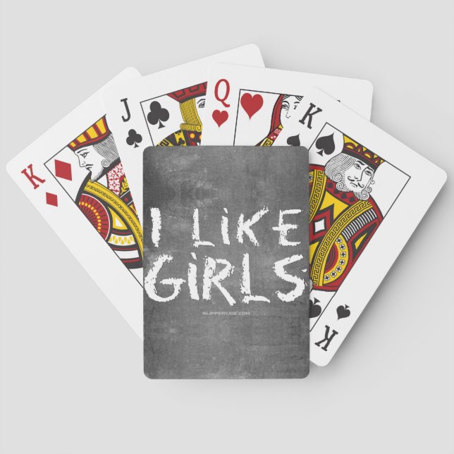 SlipperyJoe's I Like Girls dirty chalkboard dark t Poker Cards (Back)