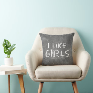 SlipperyJoe's I Like Girls dirty chalkboard dark t Throw Pillow