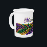 SlipperyJoe's iconic Mardi Gras–themed image elega Beverage Pitcher<br><div class="desc">SlipperyJoe's iconic Mardi Gras–themed image elegant flowing script yellow outline shiny metallic bead necklaces gifts new orleans traditional purple gold green artistic symmetrical decorative pattern glossy reflective celebratory parade ready emphasizing abundance sparkles festival colors Carnival Fat Tuesday festival lively vibrant spirited party extravagant cultural masked energy</div>
