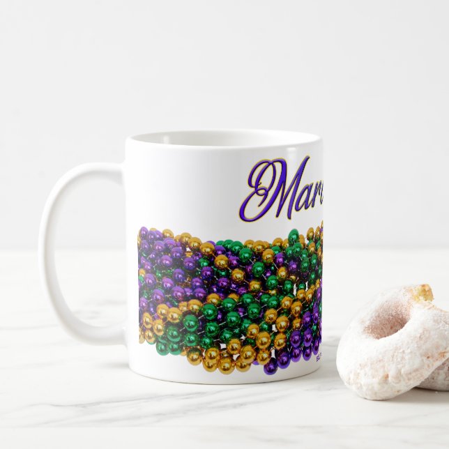 SlipperyJoe's iconic Mardi Gras–themed image elega Coffee Mug (With Donut)