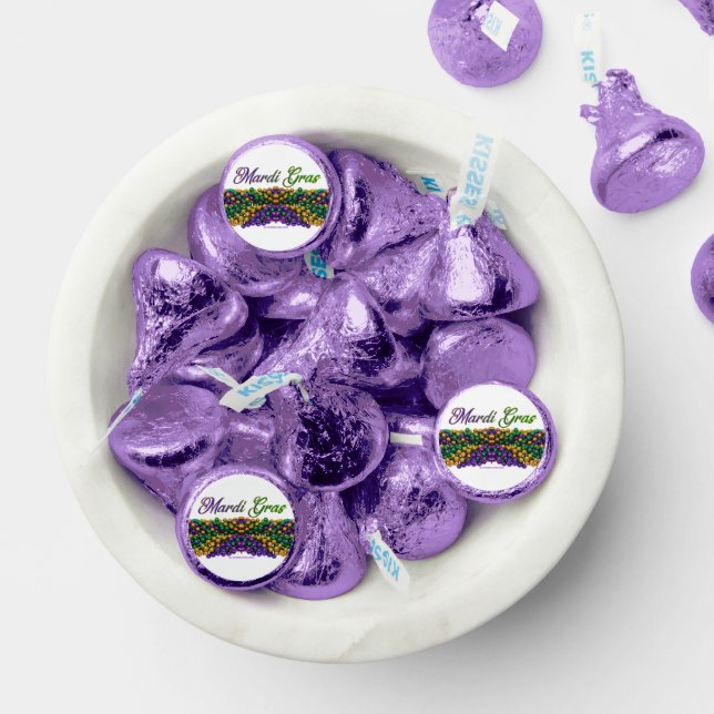 SlipperyJoe's iconic Mardi Gras–themed image elega Hershey®'s Kisses® (Assorted)