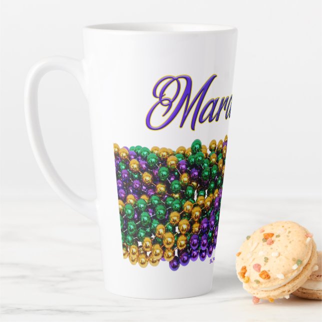 SlipperyJoe's iconic Mardi Gras–themed image elega Latte Mug (In Situ)