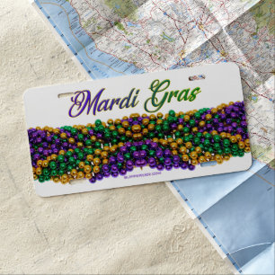 SlipperyJoe's iconic Mardi Gras–themed image elega License Plate