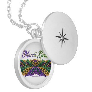 SlipperyJoe's iconic Mardi Gras–themed image elega Locket Necklace