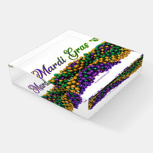 SlipperyJoe's iconic Mardi Gras–themed image elega Paperweight