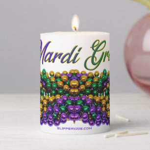 SlipperyJoe's iconic Mardi Gras–themed image elega Pillar Candle