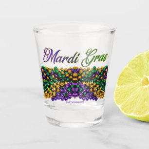SlipperyJoe's iconic Mardi Gras–themed image elega Shot Glass