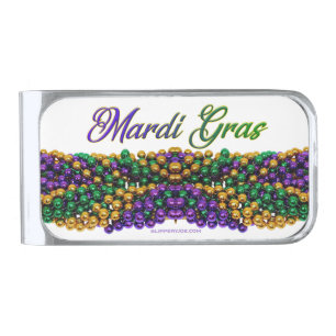 SlipperyJoe's iconic Mardi Gras–themed image elega Silver Finish Money Clip