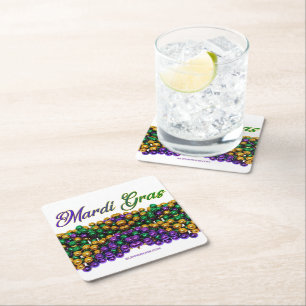 SlipperyJoe's iconic Mardi Gras–themed image elega Square Paper Coaster