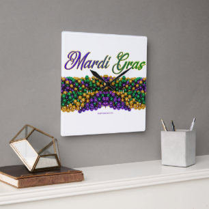SlipperyJoe's iconic Mardi Gras–themed image elega Square Wall Clock