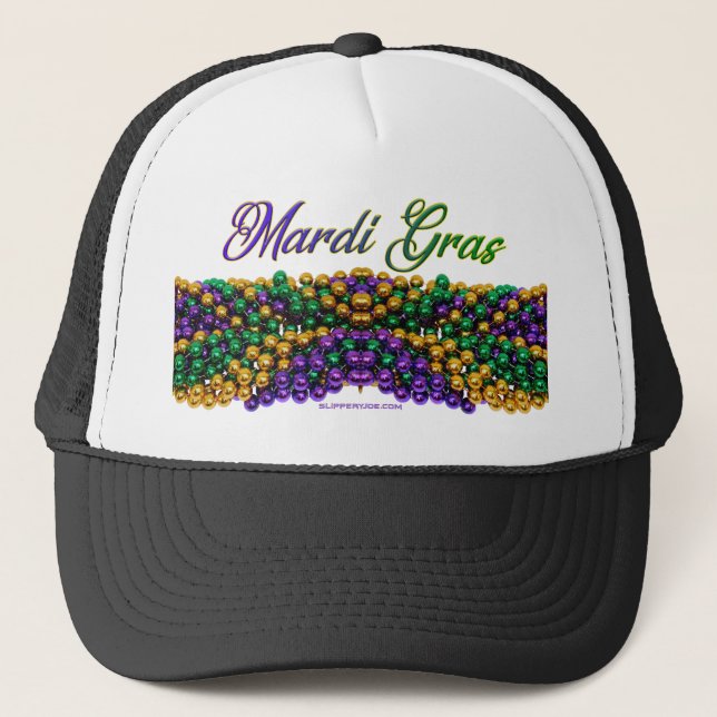SlipperyJoe's iconic Mardi Gras–themed image elega Trucker Hat (Front)