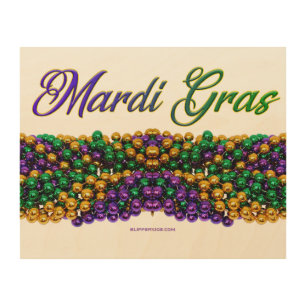 SlipperyJoe's iconic Mardi Gras–themed image elega Wood Wall Art