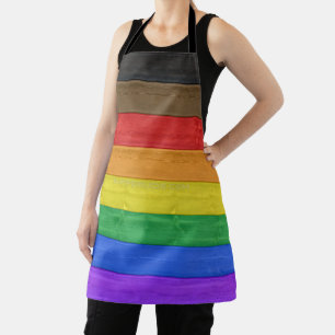 SlipperyJoe's Inclusive gay pride flag textured ru Apron