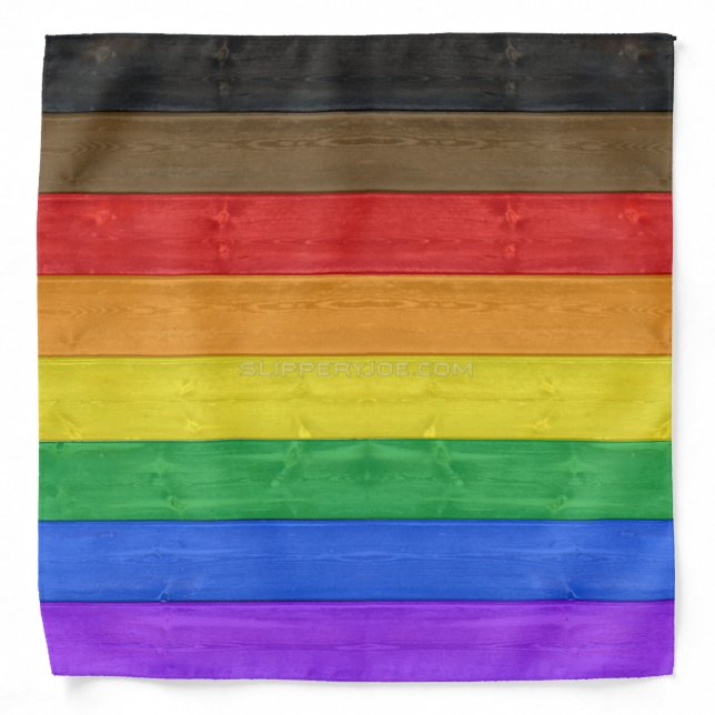 SlipperyJoe's Inclusive gay pride flag textured ru Bandana (Front)