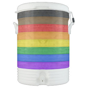 SlipperyJoe's Inclusive gay pride flag textured ru Beverage Cooler