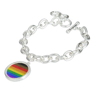SlipperyJoe's Inclusive gay pride flag textured ru Bracelet