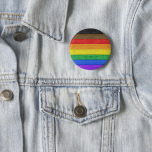 SlipperyJoe's Inclusive gay pride flag textured ru Button