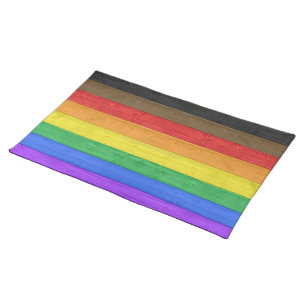 SlipperyJoe's Inclusive gay pride flag textured ru Cloth Placemat
