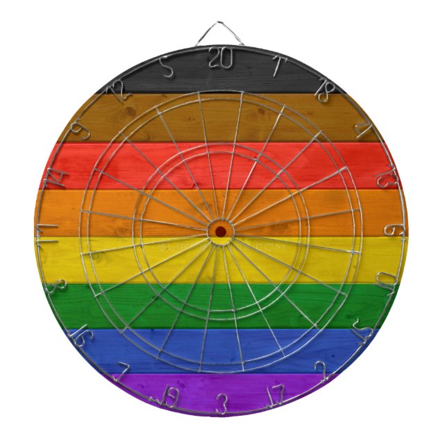 SlipperyJoe's Inclusive gay pride flag textured ru Dart Board (Front)