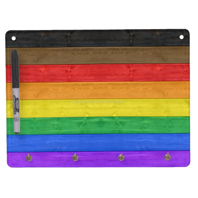 SlipperyJoe's Inclusive gay pride flag textured ru Dry Erase Board With Keychain Holder (Front)