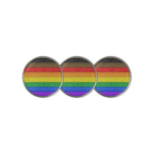 SlipperyJoe's Inclusive gay pride flag textured ru Golf Ball Marker