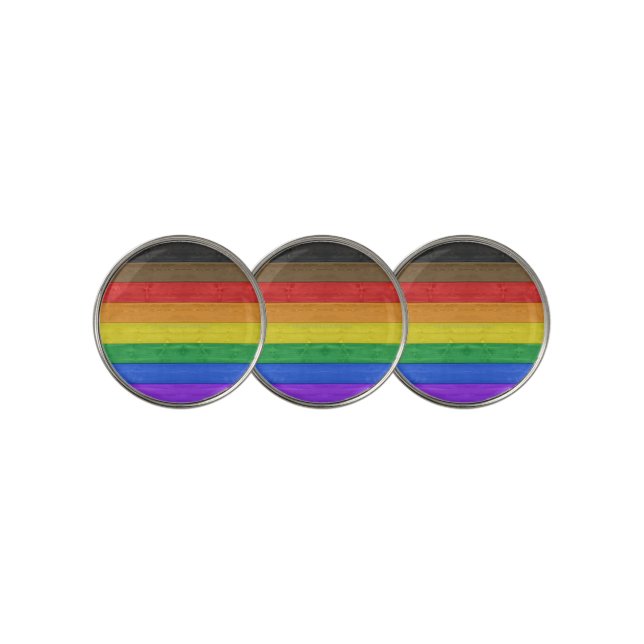 SlipperyJoe's Inclusive gay pride flag textured ru Golf Ball Marker (3 Up)
