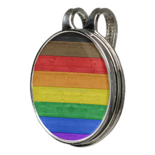 SlipperyJoe's Inclusive gay pride flag textured ru Golf Hat Clip