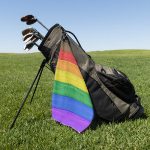 SlipperyJoe's Inclusive gay pride flag textured ru Golf Towel