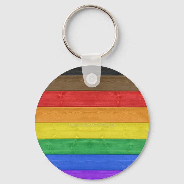 SlipperyJoe's Inclusive gay pride flag textured ru Keychain (Front)