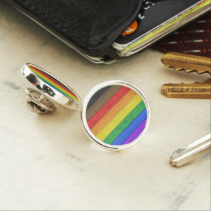 SlipperyJoe's Inclusive gay pride flag textured ru Lapel Pin