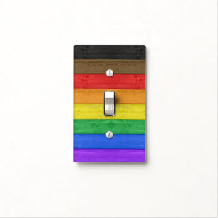 SlipperyJoe's Inclusive gay pride flag textured ru Light Switch Cover