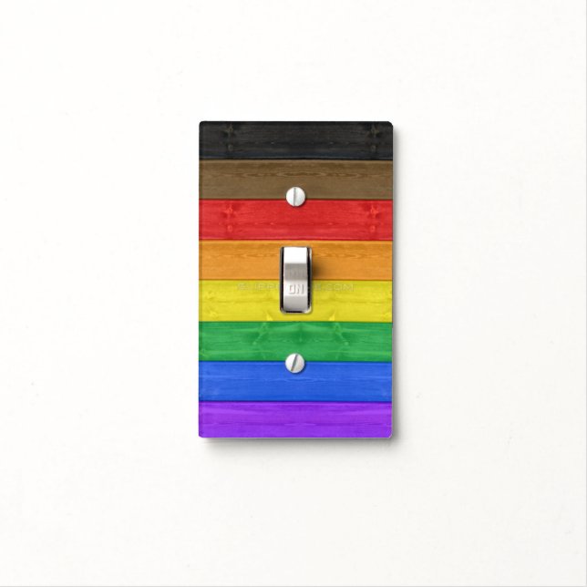 SlipperyJoe's Inclusive gay pride flag textured ru Light Switch Cover (In Situ)