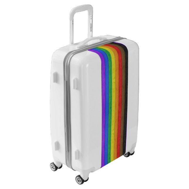 SlipperyJoe's Inclusive gay pride flag textured ru Luggage (Rotated Left)