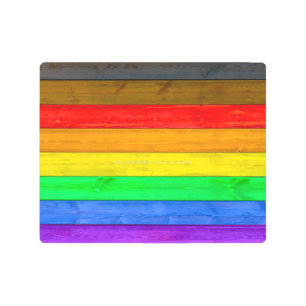 SlipperyJoe's Inclusive gay pride flag textured ru Metal Print
